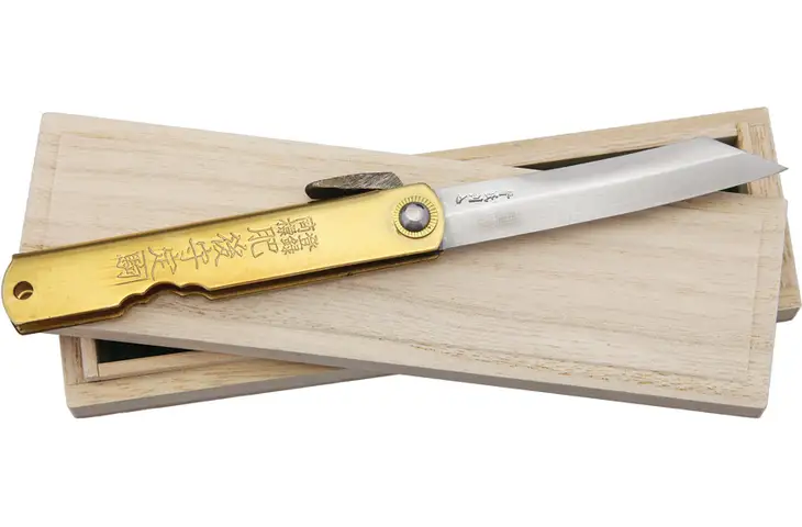 Higonokami Damascus Folder Brass Folding Knife w/ Free Shipping and Handling — 2 models